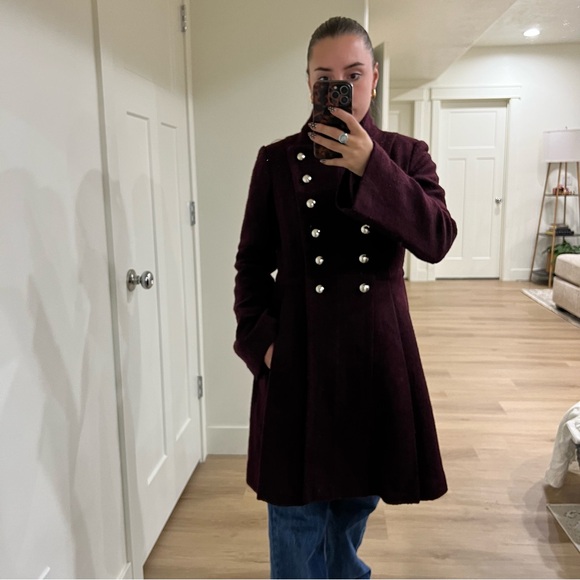 Guess double breasted military inspired 2024 fit and flare coat wool peacoat - Picture 5 of 14